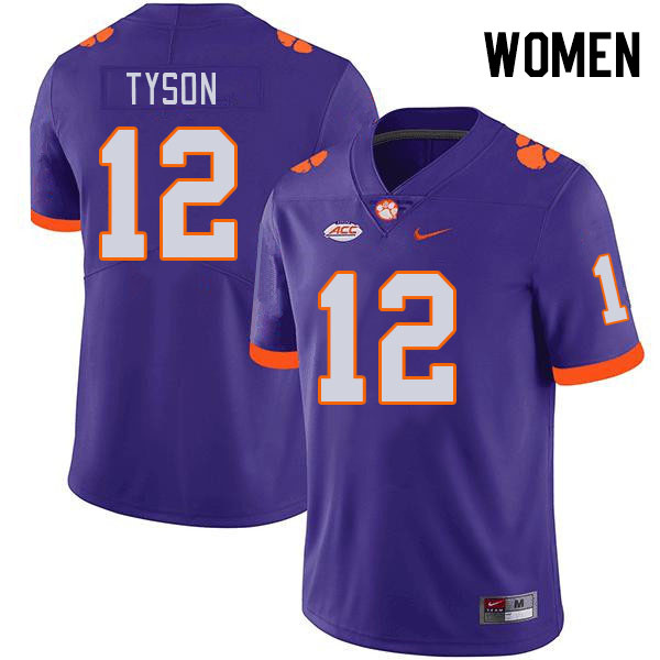 Women #12 Paul Tyson Clemson Tigers College Football Jerseys Stitched-Purple
